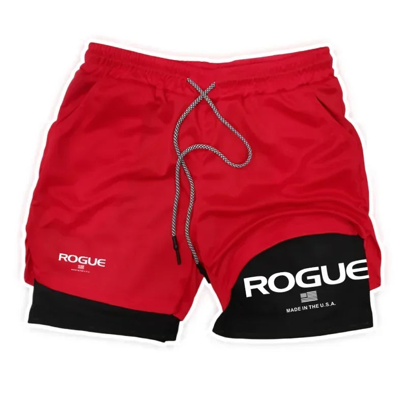 Men's 2-in-1 Double-Layer Training Shorts red