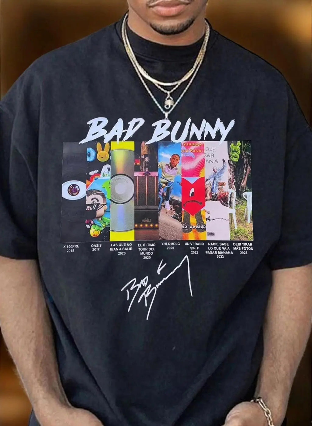 Bad Bunny T-shirt 2026 Summer New Hot Selling Men's T-shirt Pure Cotton T-shirt Fashion Street Wear Y2K T-shirt Men's Clothing
