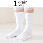 Sport 5 Finger Socks Man Long Compression Thick Solid Sweat-Absorbing Fitness Hiking Outdoor Basketball Calf Toe Socks