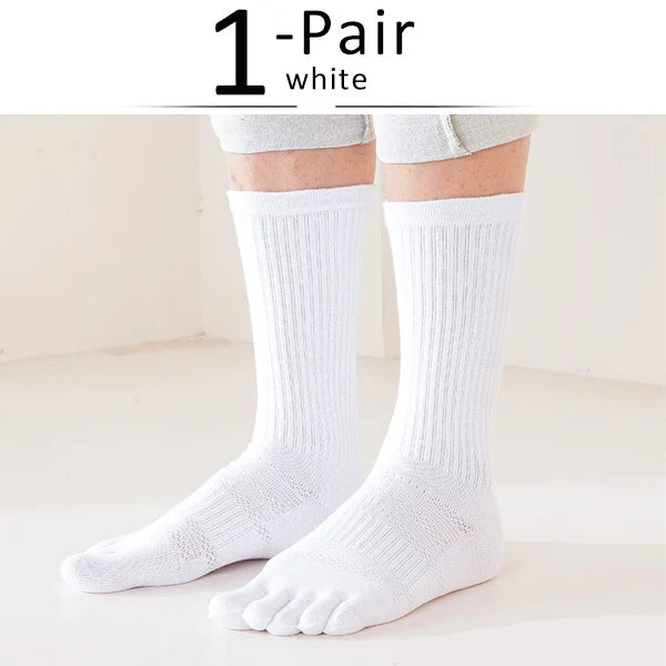 Sport 5 Finger Socks Man Long Compression Thick Solid Sweat-Absorbing Fitness Hiking Outdoor Basketball Calf Toe Socks