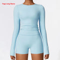 Women's Long Sleeve Crop Sport Top — Quick-Dry Gym & Yoga Wear Sky Blue China Mainland