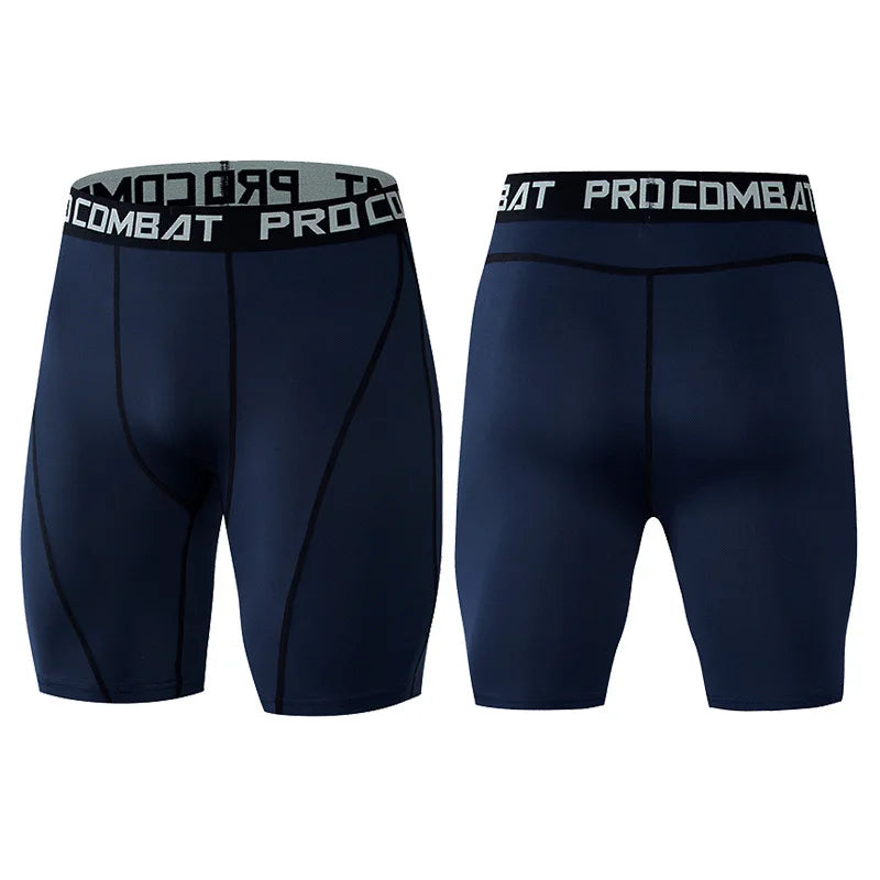 Men's Compression Bodybuilding Shorts – Quick-Dry Training Leggings navy blue