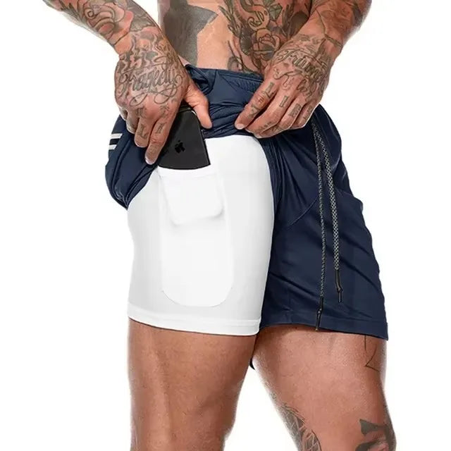 Men's 2-in-1 Compression Running Shorts Navy