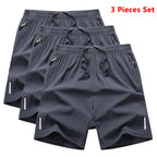 3 Pieces Gym Sports Shorts Men Quick Dry