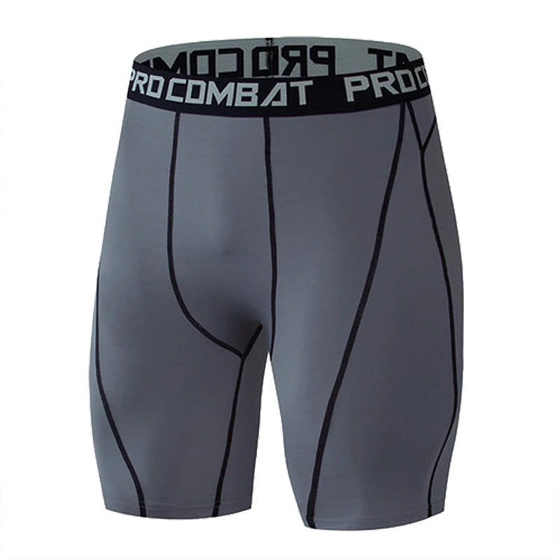 Men's compression bodybuilding shorts Quick drying Breathable leggings Exercise male muscle live elastic leggings