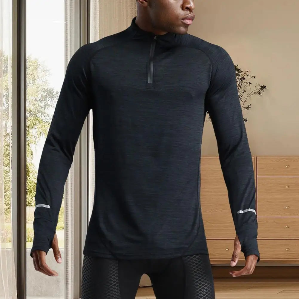 Men's Long Sleeve Half-Zip Compression Training Top
