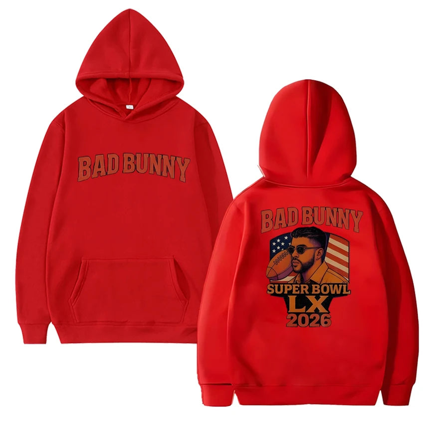 Rapper Bad Bunny Super Bowl LX 2026 Double Sided printed Hoodie