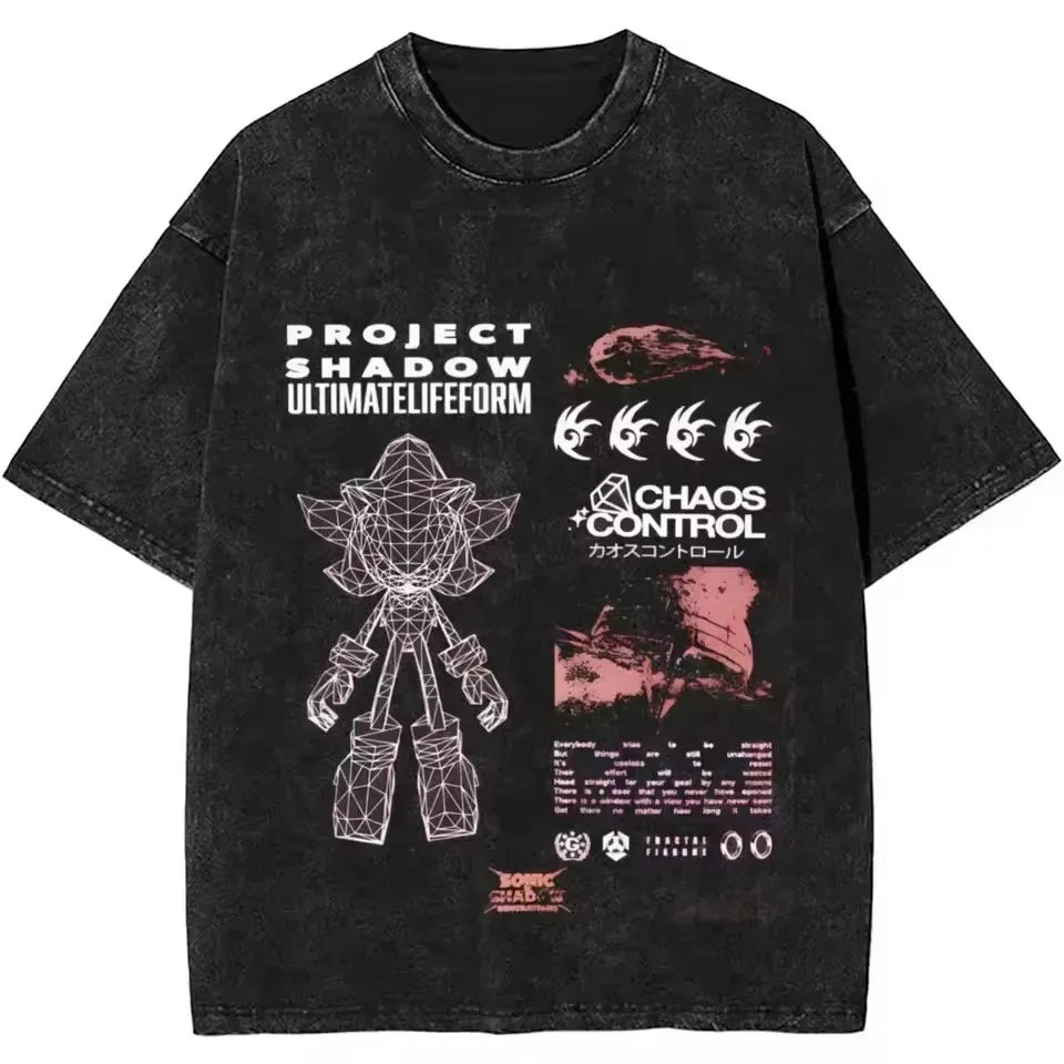 Shadow Hedgehog Y2K Washed Oversized Tee 2
