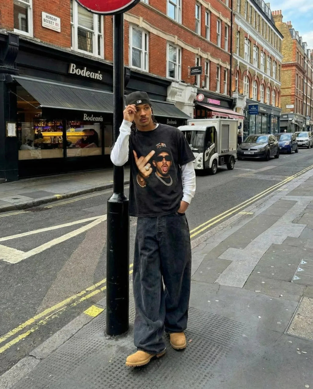 Bad Bunny Style Streetwear T-Shirt, Square Graphic Design Tee, Puerto Rico Soccer Inspired Top, Trendy Urban Fashion Shirt