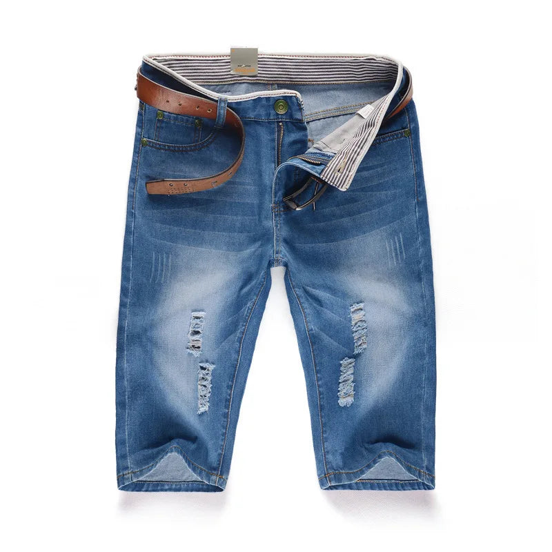 Men's Perforated Denim Shorts
