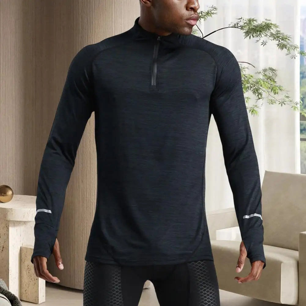 Men's Long Sleeve Half-Zip Compression Training Top