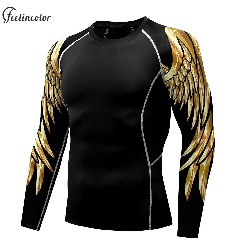 Men's Long Sleeve 3D Print Compression Training Shirt