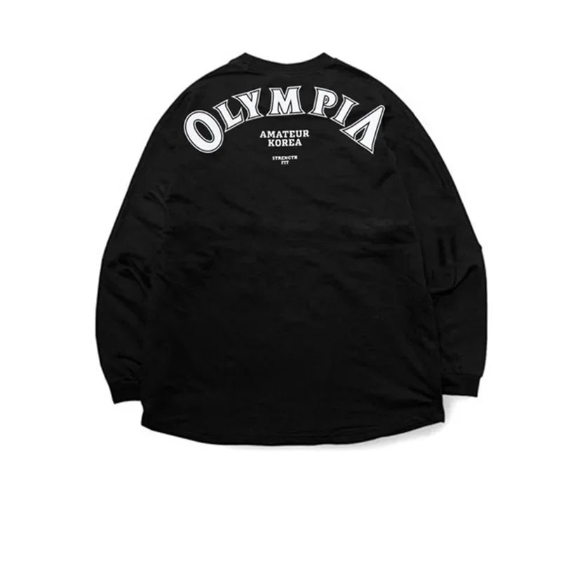 Men's Cotton Casual Long Sleeve T-shirt Man Gym Fitness Sweatshirt O-Neck Running Training Tops Male Workout Clothing Undershirt