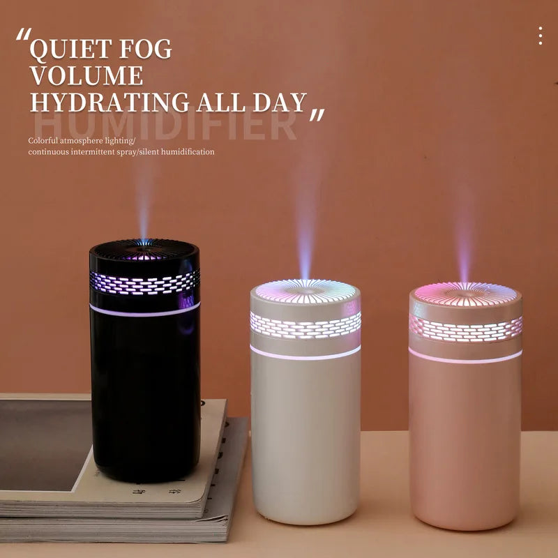 USB Mini Humidifier for Car & Home, Desktop Air Moisturizer with High Mist Output & RGB Lights