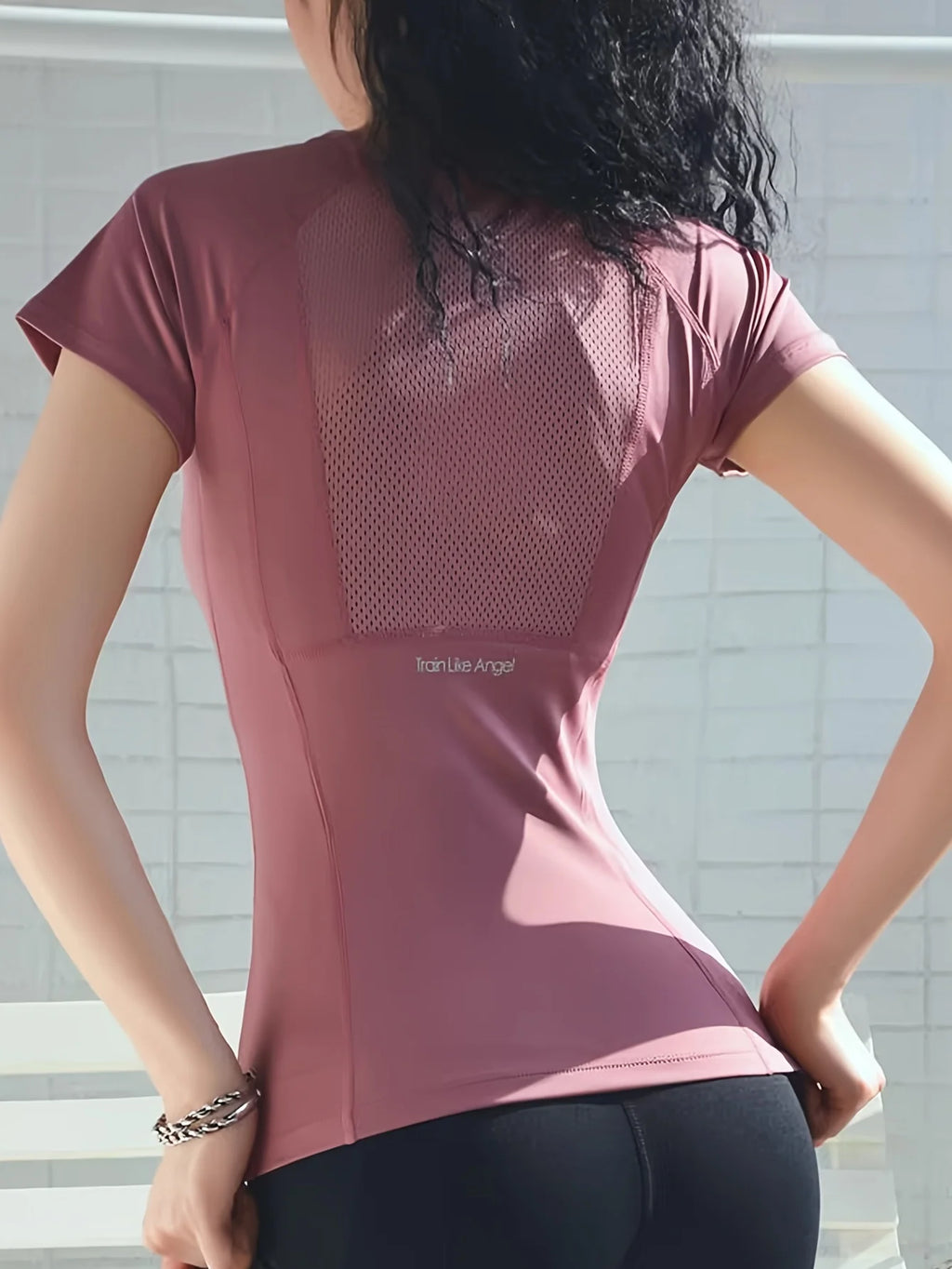 Sports T-shirt women breathable sexy beauty back fitness wear quick dry  yoga top