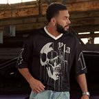 Summer new YA Trendy Brand Super Large T-shirt Men Sports Fitness Quick drying Breathable Large Mesh Printed Short Sleeve Top