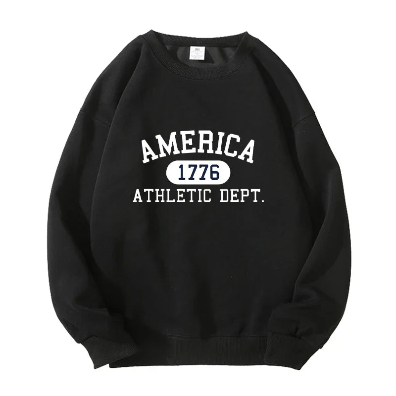 America 1776 Athletic Dept Unisex Pullover Men Women Hip Hop Long Sleeves Hoodies Men's Clothes Autumn Loose Casual Hoody