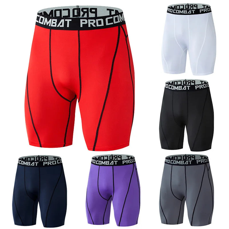 Men's compression bodybuilding shorts Quick drying Breathable leggings Exercise male muscle live elastic leggings