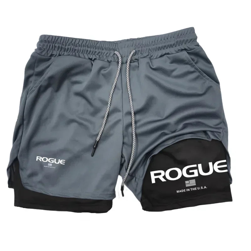 Men's 2-in-1 Double-Layer Training Shorts dark grey