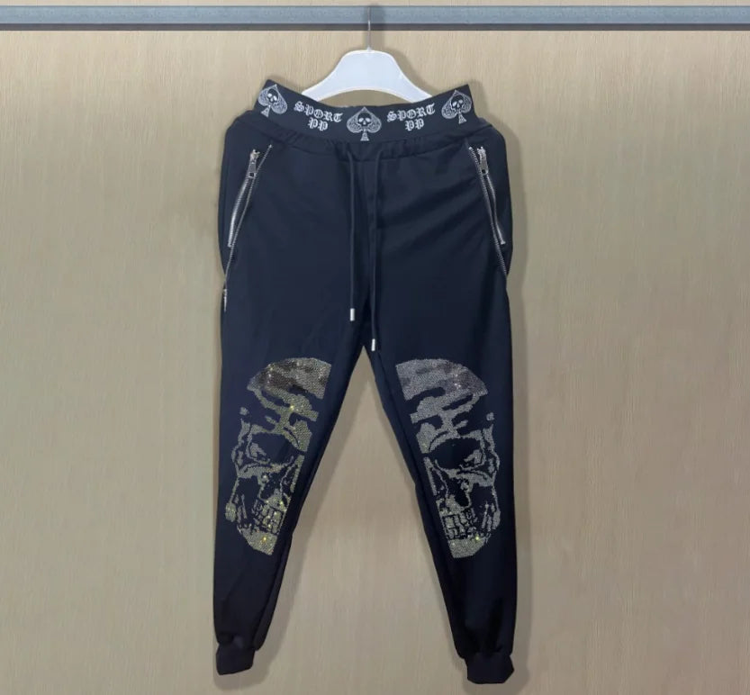 Men's Slim Fit Track Pants – Multi-Pocket Rhinestone Sweatpants only pant 12