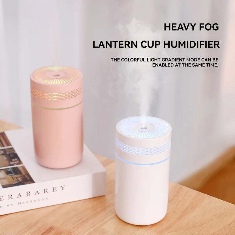USB Mini Humidifier for Car & Home, Desktop Air Moisturizer with High Mist Output & RGB Lights